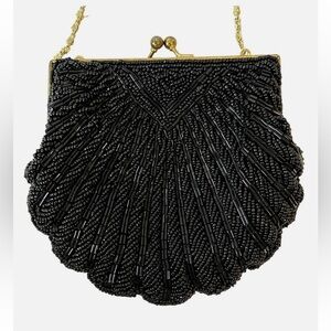 La Regale Elegant Black Beaded Clutch